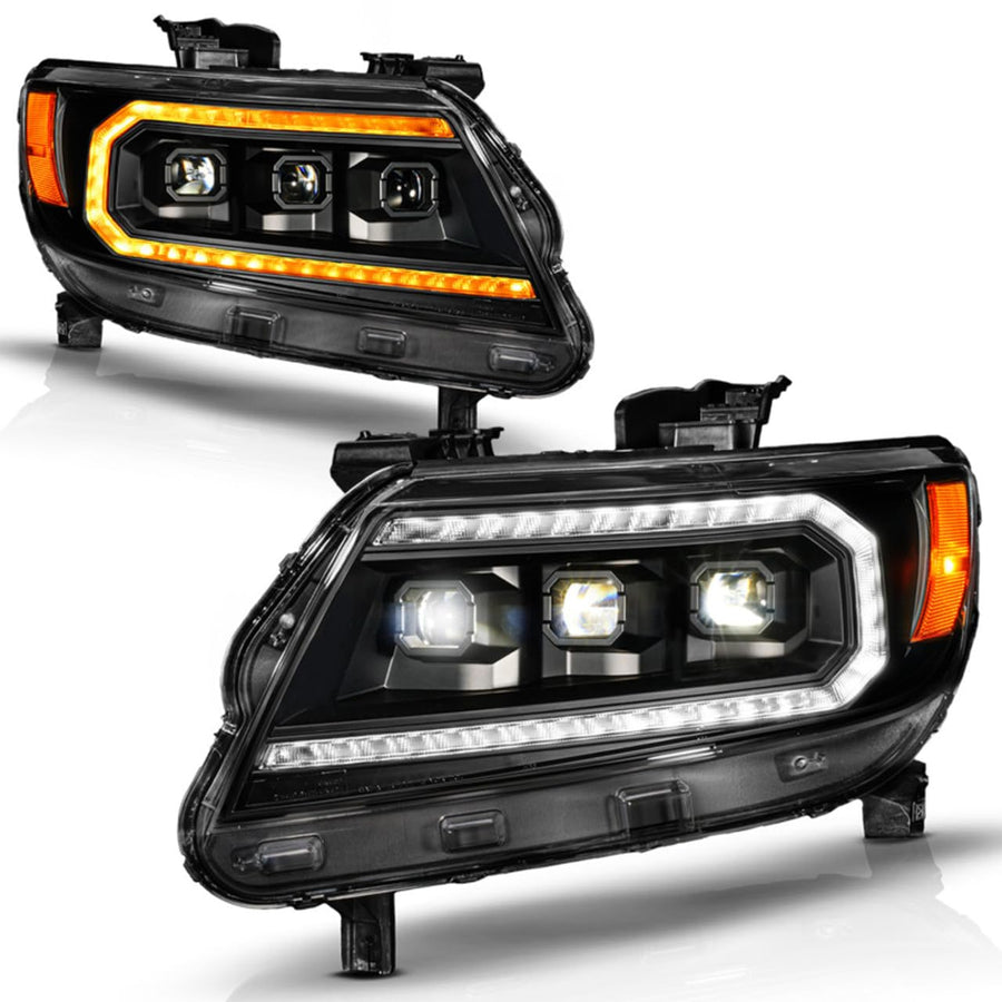 15-22 ANZO Chevy Colorado Blk Housing Full LED DRL Projector Headlight w/Sequential Light Bar