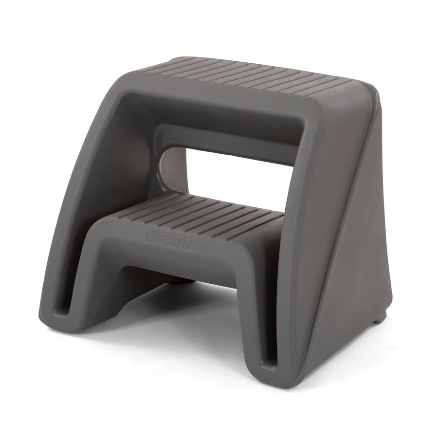 Simplay3 Two-Step Handy Home Step Stool Plastic Seat - Indoor or Outdoor Use - 15.5" x 19" x 16" - Gray, Made in USA