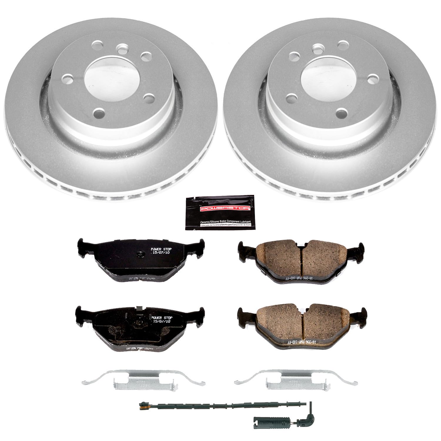 Power Stop Z23 Evolution Geomet Coated Brake Kit CRK877 and 1 Rear Sensor Wire For BMW 3, BMW 3, BMW 325Ci, BMW 325i, BMW 3, BMW 328i [Model Specific]