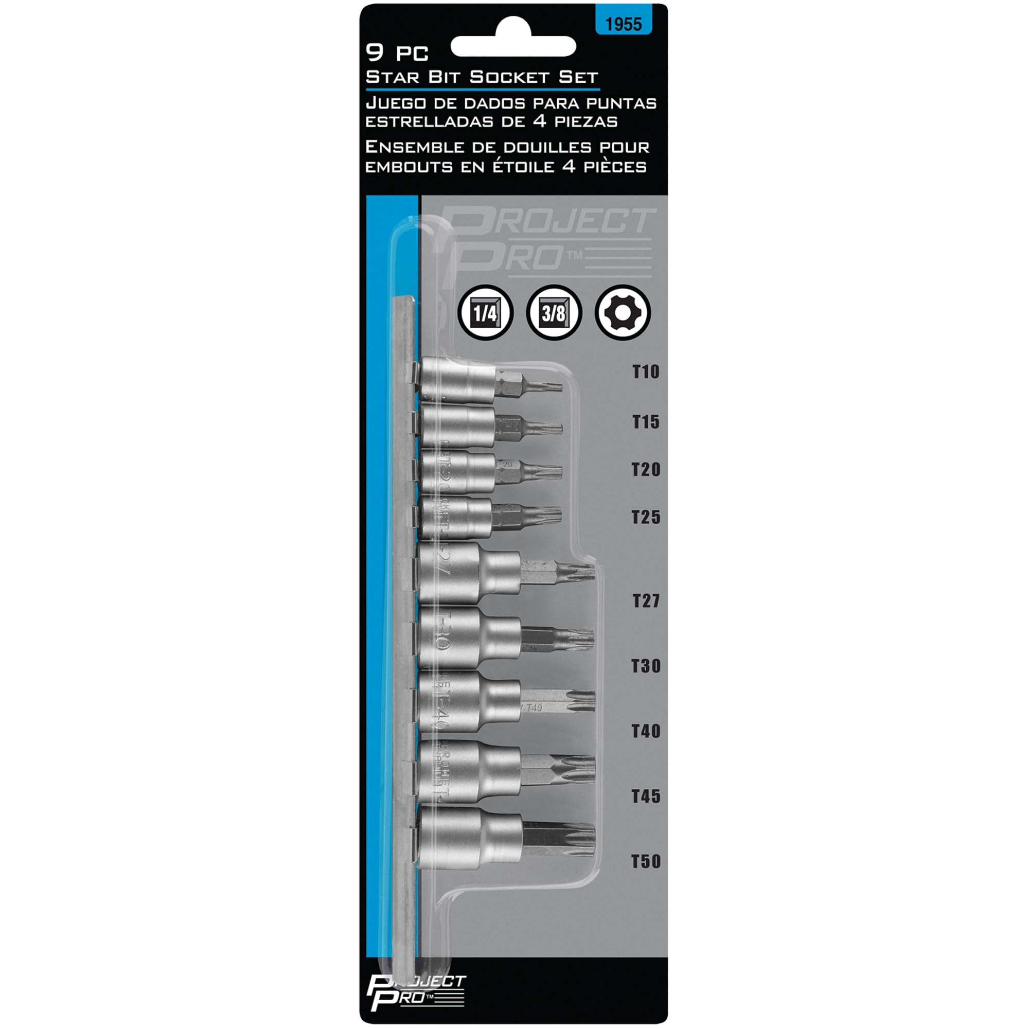 9-Piece Performance Tool Tamper-Proof Star Bit Set with Durable Alloy Steel Bits in Various Sizes for Professional and DIY Applications