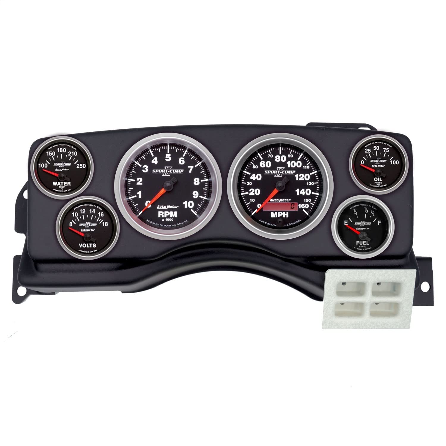 AutoMeter Dash Kit Direct Fit, (3 3/8" X2, 2 1/16" X4), Ford Mustang 87-89, Sport-Comp Ii (2924-12)