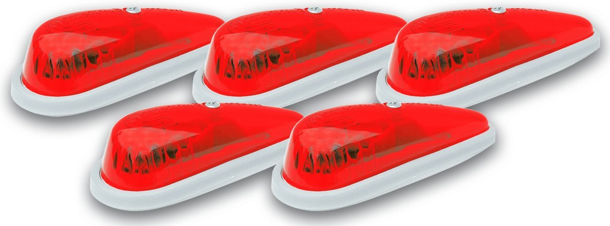 Hi-Five Pacer Performance 20-215 Red Teardrop Style Cab Roof Light Kit, (Pack of 5)