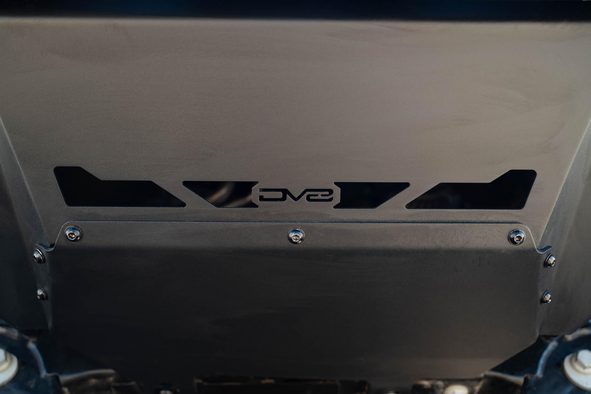 DV8 Offroad Low Pro Skid Plate for 2021-2025 Ford Bronco | Designed for DV8 Front Bumpers | Vented for Improved Airflow | Durable Steel Construction | Bolt-On Installation | Powder Coated Black