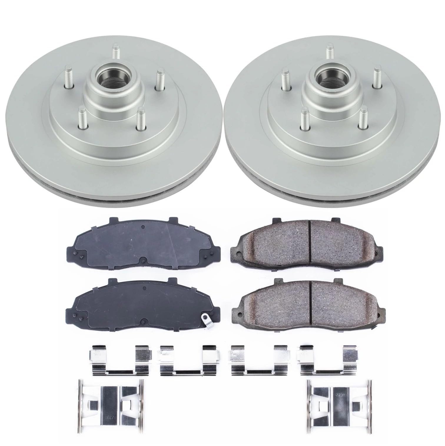 Power Stop Z17 CRK1865, Front Coated Rotor Kit-Coated Brake Rotors & Ceramic Brake Pads For Ford F-150 1997-2000 [Model Specific]