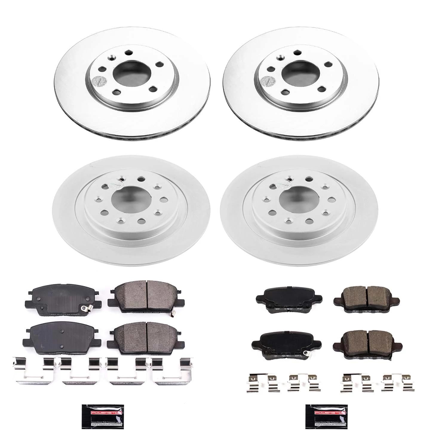 Power Stop Coated Rotor CRK7564 Front & Rear Brake Kit- Coated Brake Rotors and Z17 Ceramic Brake Pads