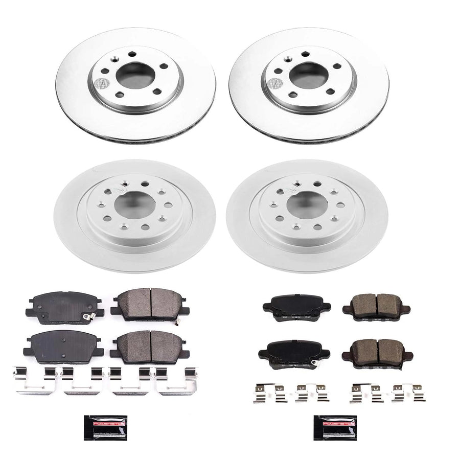Power Stop Coated Rotor CRK7564 Front & Rear Brake Kit- Coated Brake Rotors and Z17 Ceramic Brake Pads