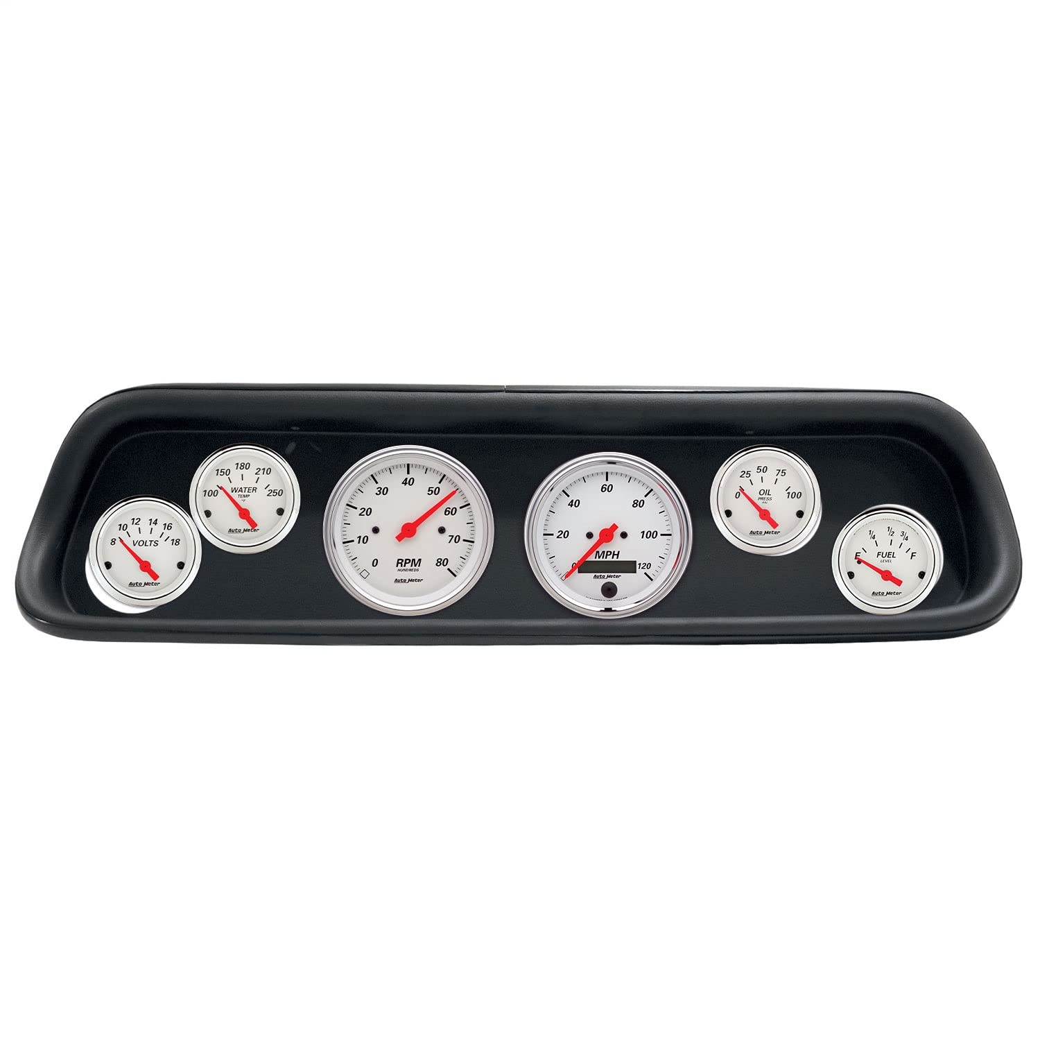 AutoMeter Dash Kit Direct Fit, (3 3/8" X2, 2 1/16" X4), Ford Mustang 64-65, Arctic White (2107-03)