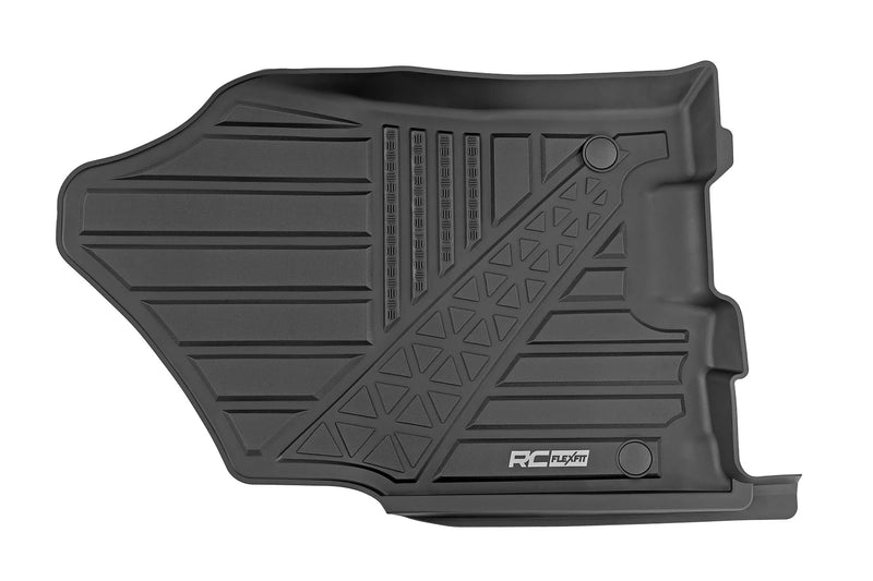 Rough Country Front Flex-Fit Floor Mats for Ram 1500 (2019-2024)/1500 TRX (2021-2024) Crew Cab - Custom All-Weather Non-Slip TPE Liners with Spill Saver Lip