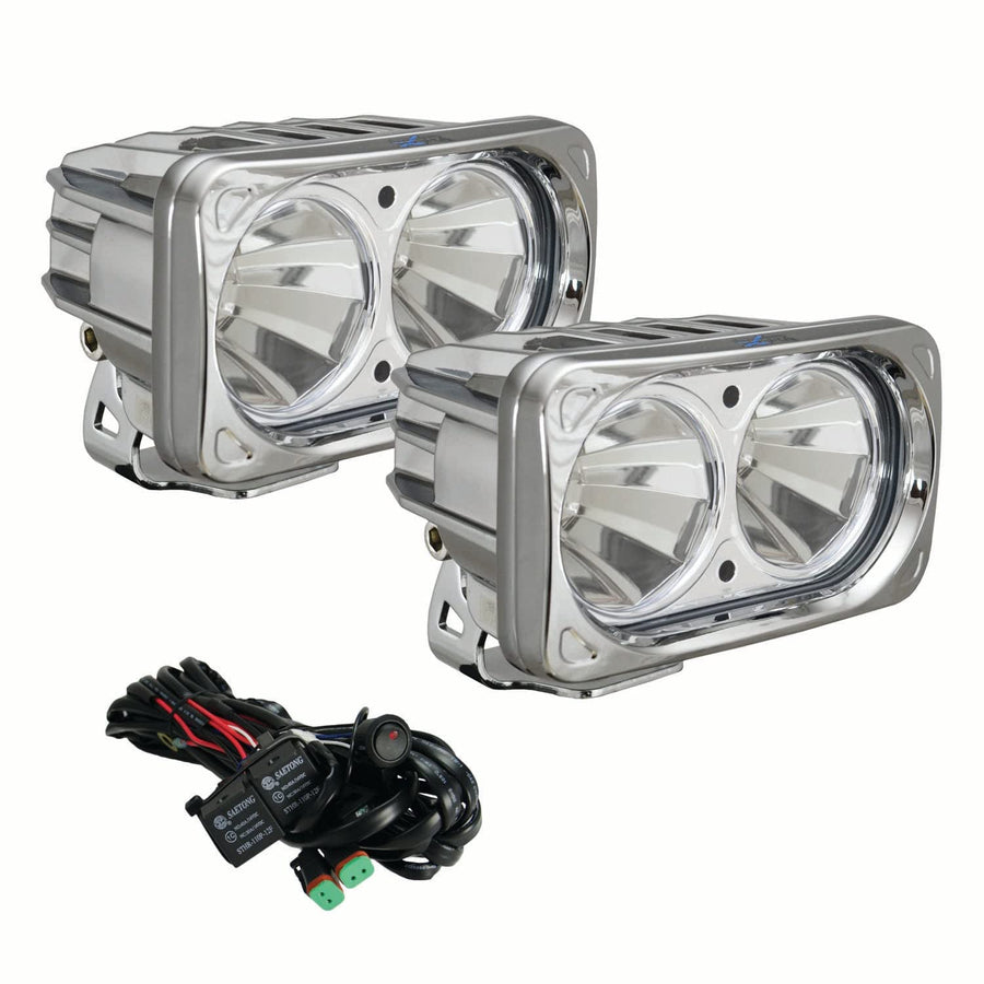 Optimus Chrome Vision X Lighting 9148908 Square 10W LED Flood Light - Pair