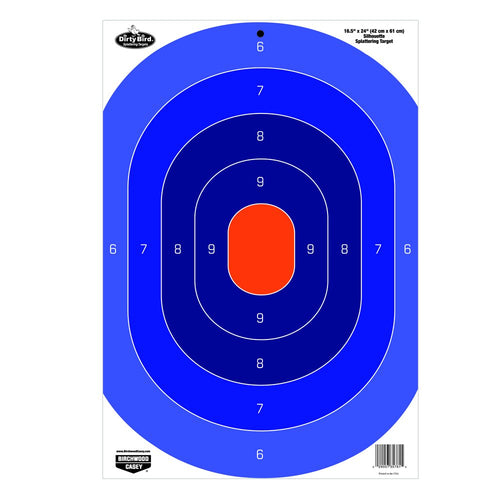 Birchwood Casey Dirty Bird Non-Adhesive White Splattering 16.5" X 24" Practice Shooting Targets for Indoor and Outdoor Use, Blue/Orange Target - 3 Targets