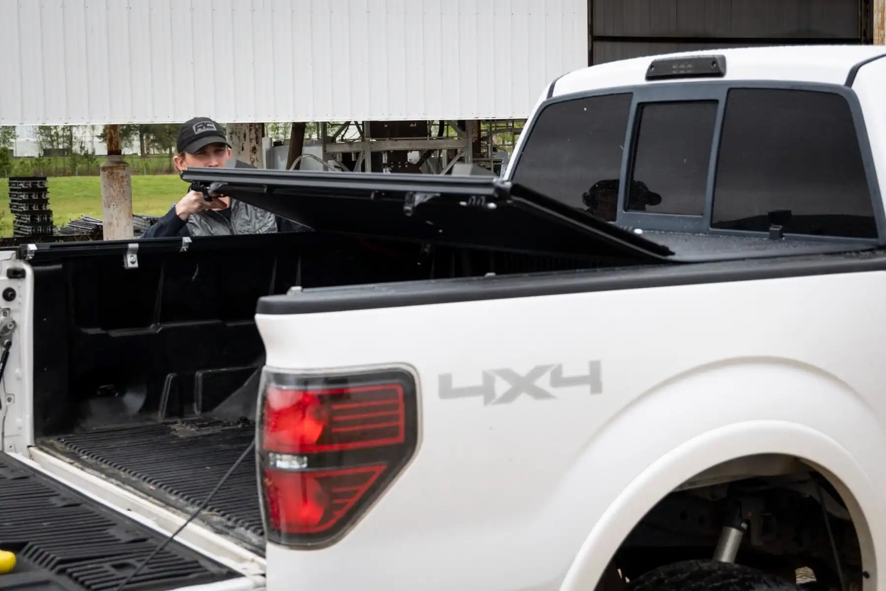 Hard Tri-Fold Tonneau Cover Rough Country for Ford F-150 (2004-2014) - Low-Profile Aluminum Truck Bed Cover, Fits 5'7 Bed (66.7")