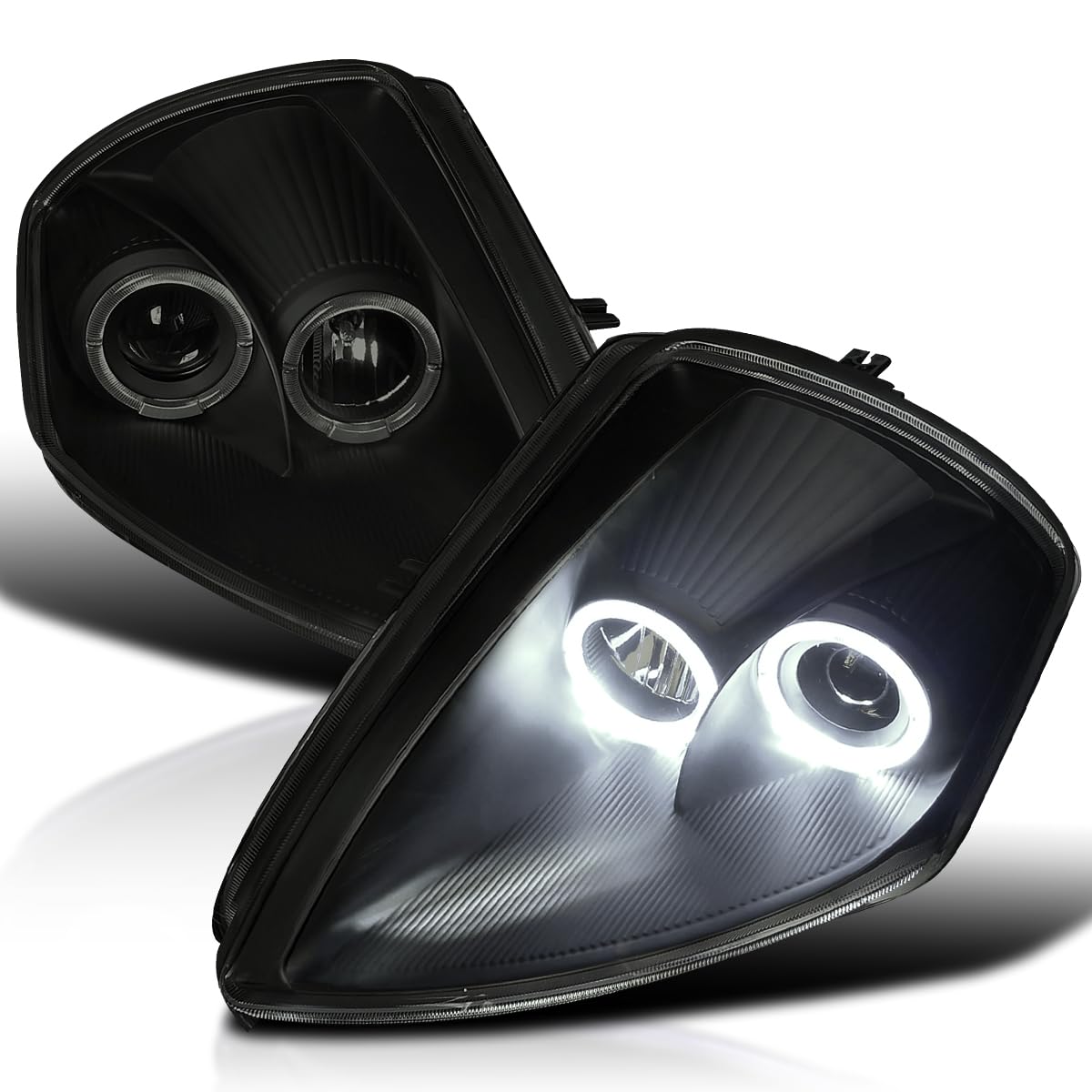 Black Smoke SPEC-D TUNING Halo Projector Headlights Compatible with 2000-2005 Mitsubishi Eclipse, Left + Right Pair Headlamps Assembly