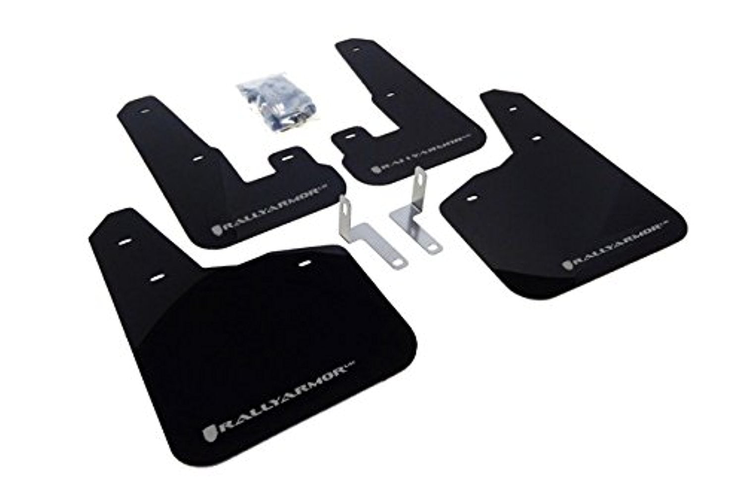 Mud Flap Rally Armor MF14-UR-BLK/SIL Black, Silver with Logo (2010+ Subaru Legacy UR), 1 Pack