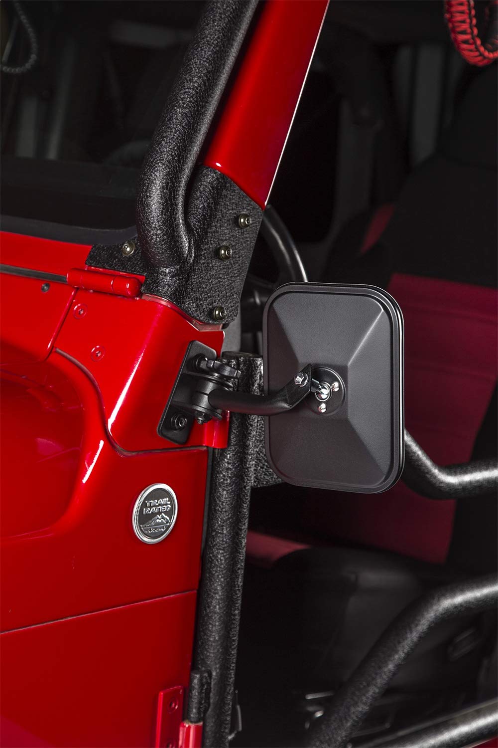 Stubby Trail Mirror | Rugged Ridge, Rectangular, Textured Black | 11025.20 | Fits 1997-2018 Jeep Wrangler
