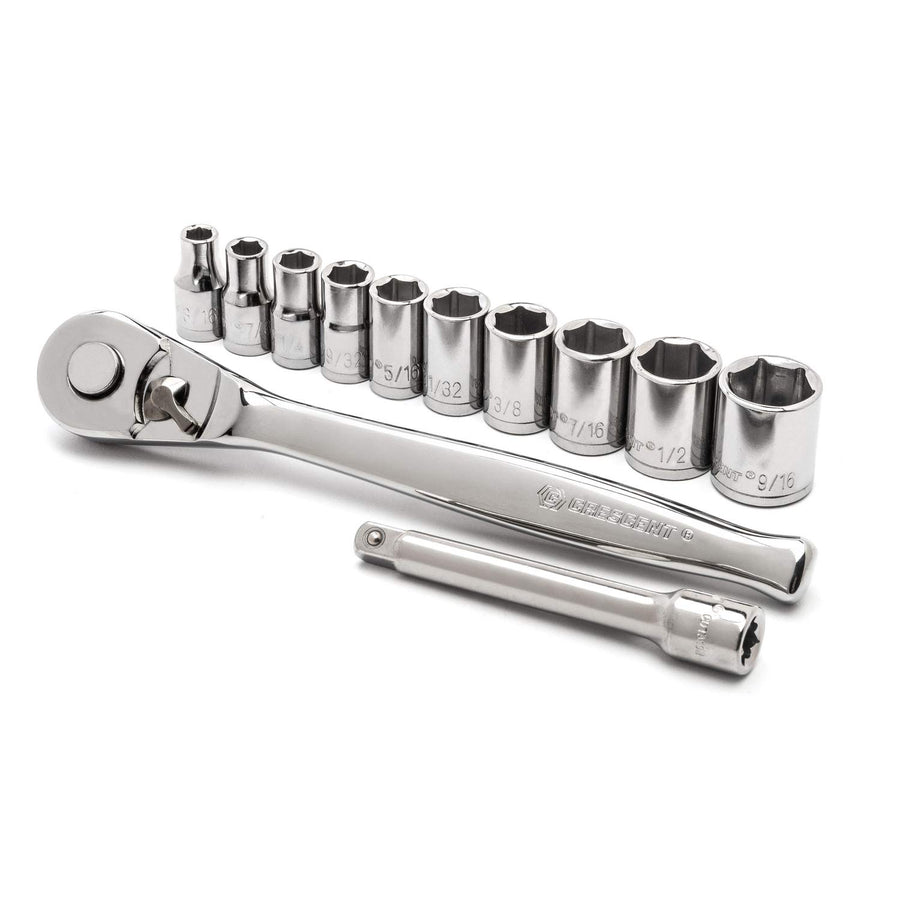 12 Piece Crescent 1/4" Drive 6 Pt. SAE Mechanics Tool Set - CSWS14SAE12