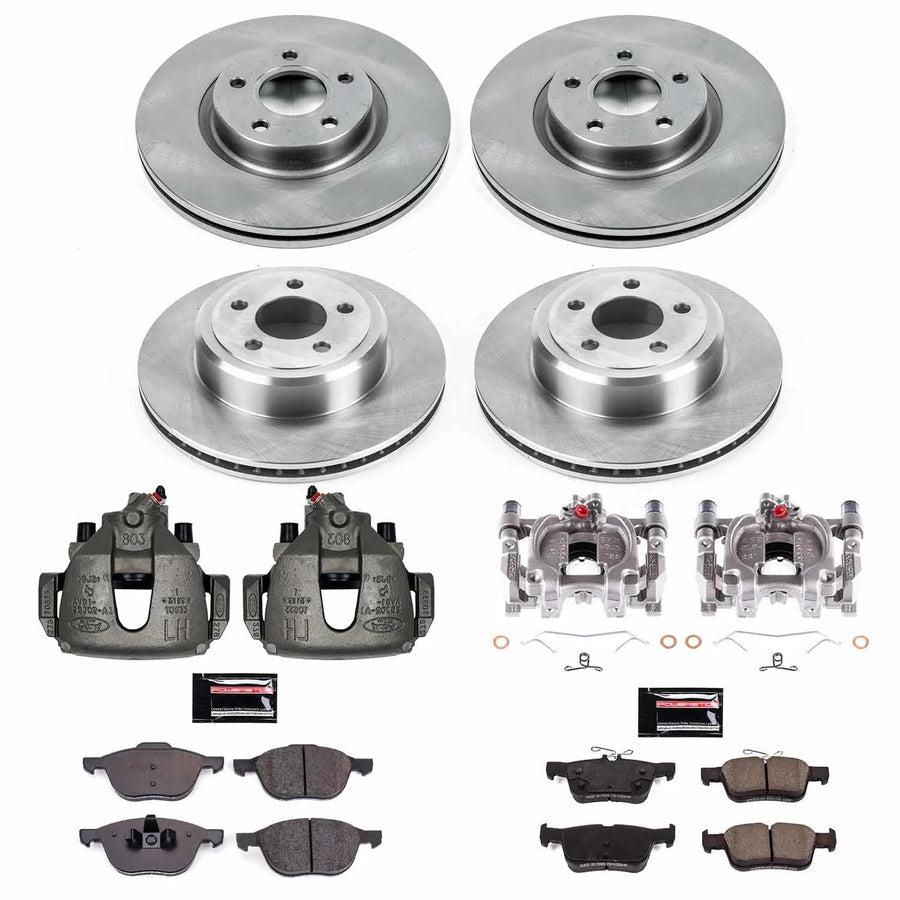 Power Stop KCOE7571 Front and Rear Caliper Kit-OE Rotors, Ceramic Brake Pads, Autospecailty For Ford Escape 2017-2019 [Model Specific]