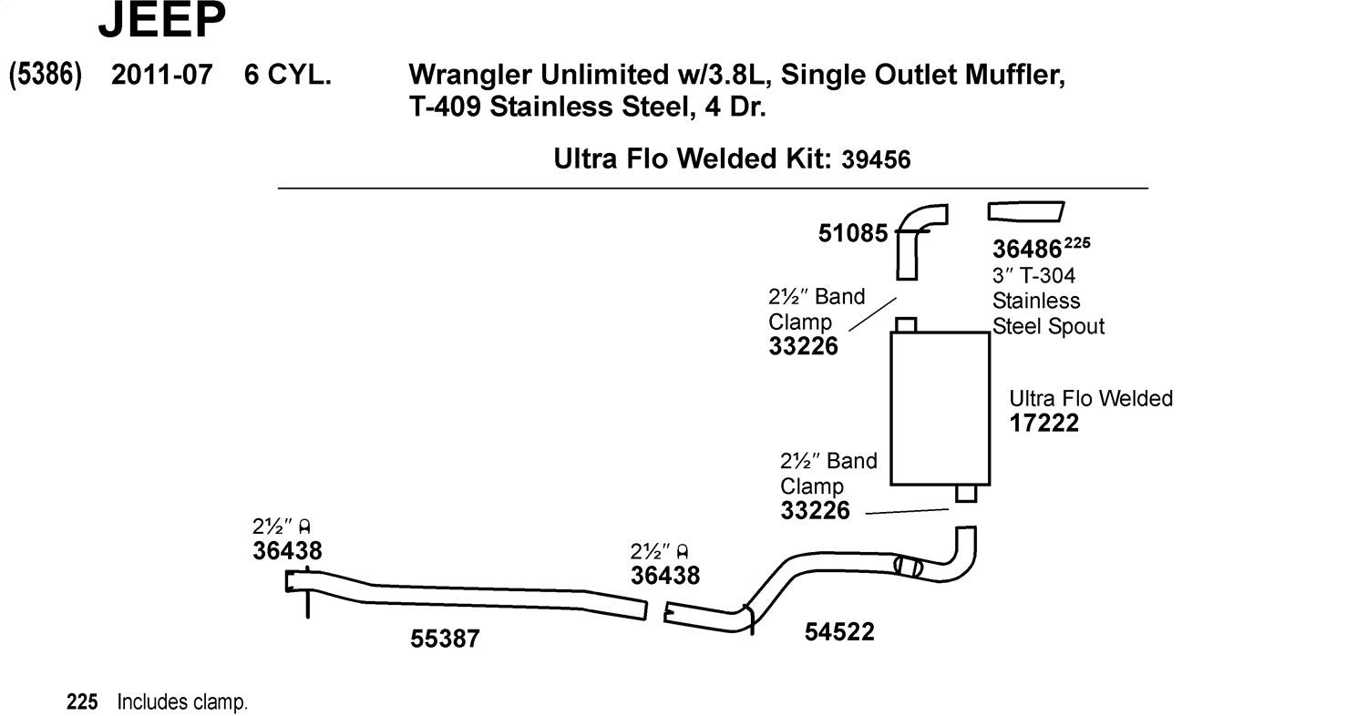 Exhaust Pipe Dynomax 55387 for Jeep Wrangler