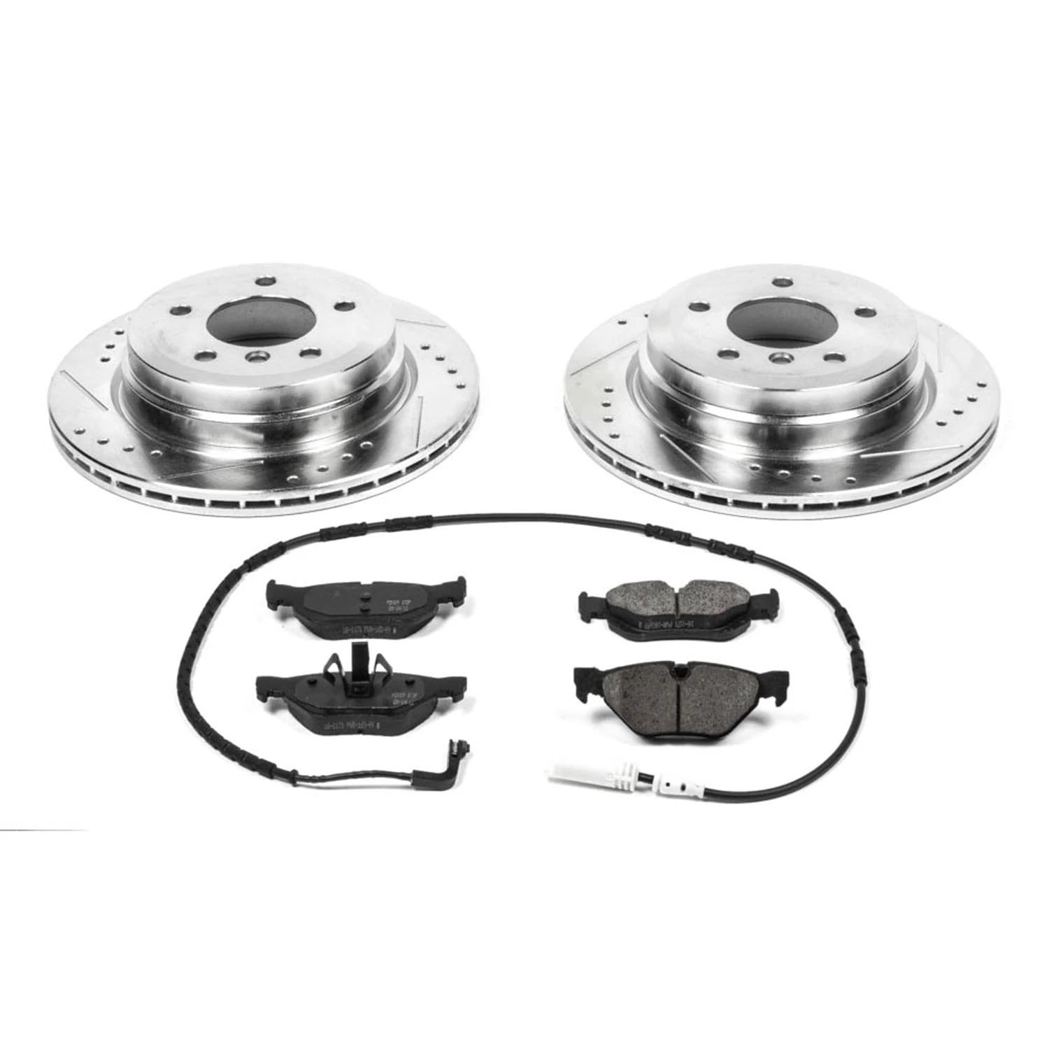 Power Stop K3001 Z23 Carbon Fiber Brake Pads Rear with Drilled & Slotted Brake Rotors Kit For BMW 325xi 2006 [Model Specific]