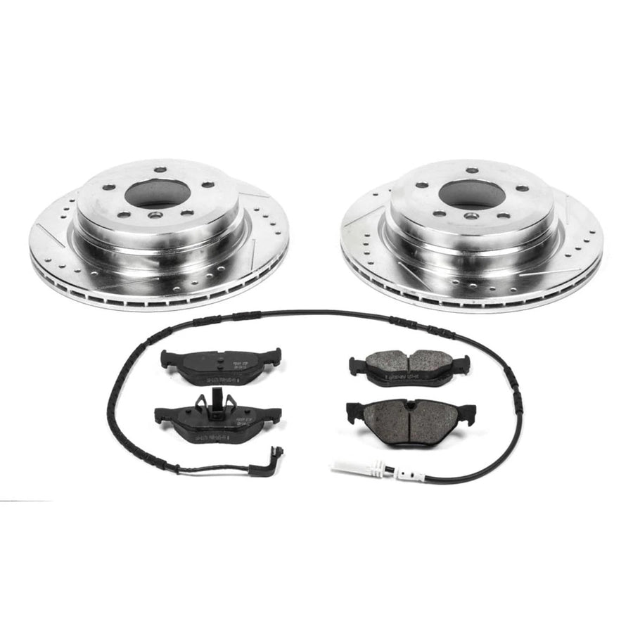 Power Stop K3001 Z23 Carbon Fiber Brake Pads Rear with Drilled & Slotted Brake Rotors Kit For BMW 325xi 2006 [Model Specific]