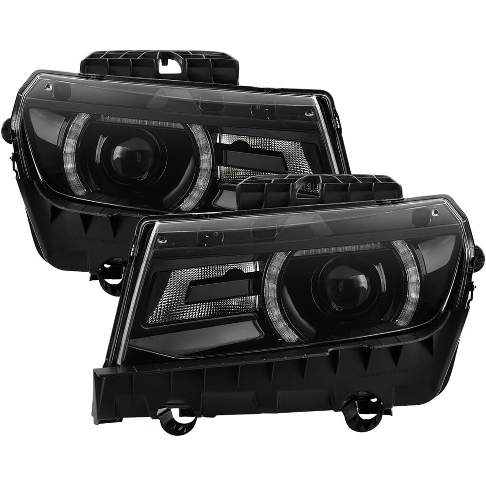 Chevy Camaro (POE) 14-15 Fit Halogen w/LED DRL Projector Headlight - Black (OE Plus HID Style)