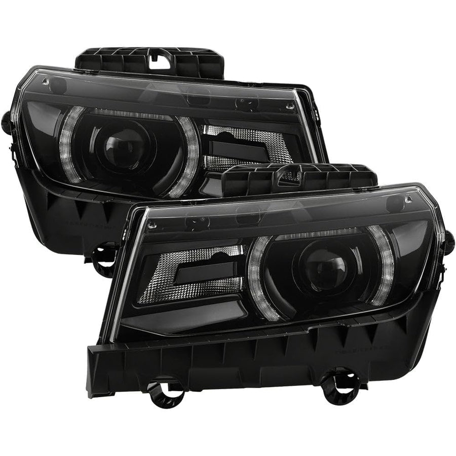 Chevy Camaro (POE) 14-15 Fit Halogen w/LED DRL Projector Headlight - Black (OE Plus HID Style)