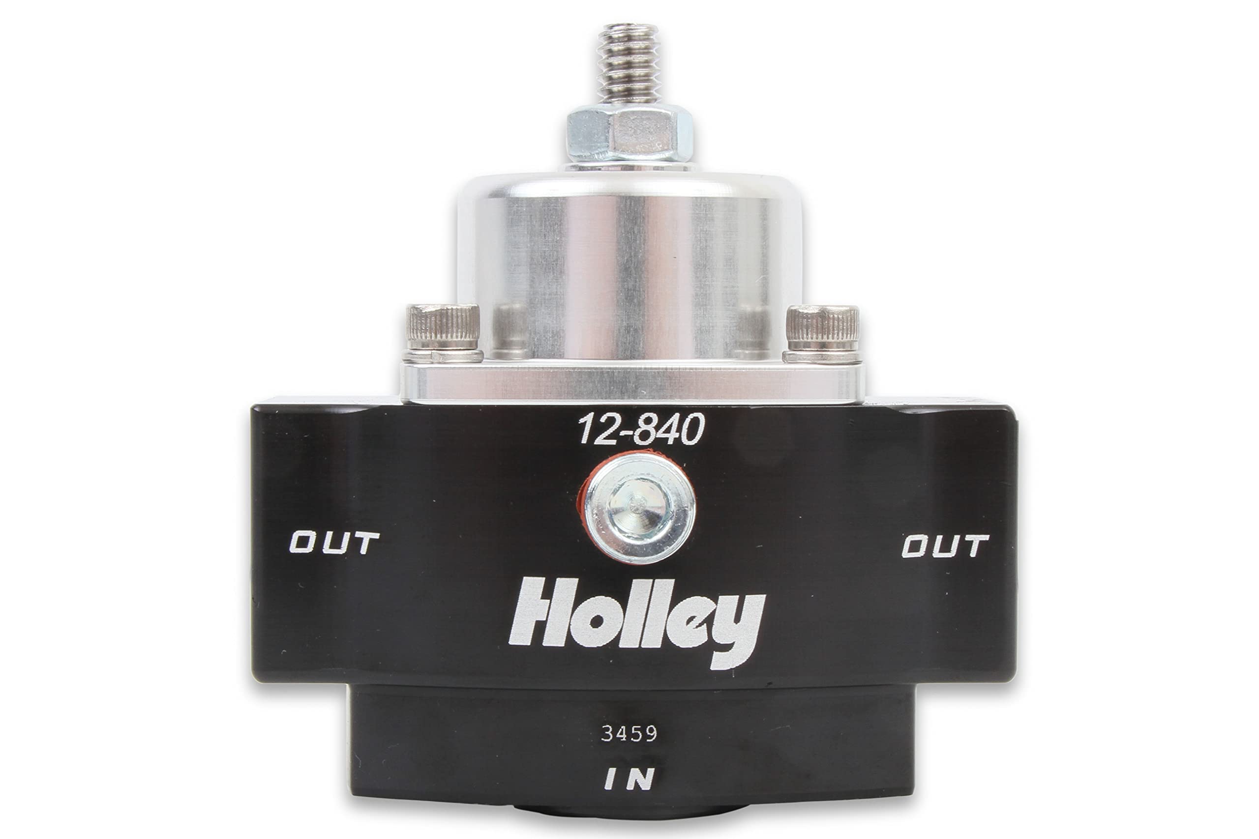 12-840 Holley 4.5-9 PSI Adjustable Billet Fuel Pressure Regulator with 3/8" NTP Ports,Black Anodized
