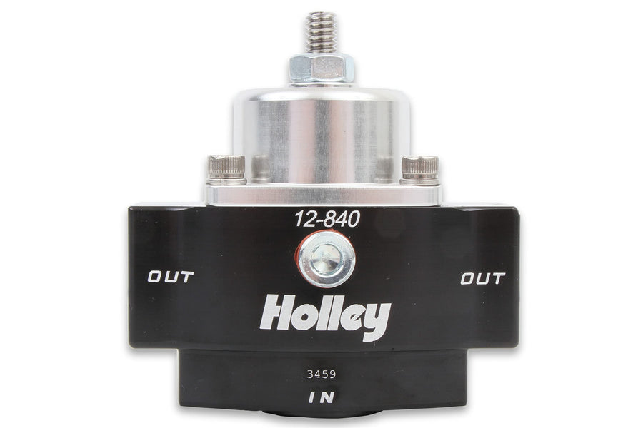 12-840 Holley 4.5-9 PSI Adjustable Billet Fuel Pressure Regulator with 3/8" NTP Ports,Black Anodized