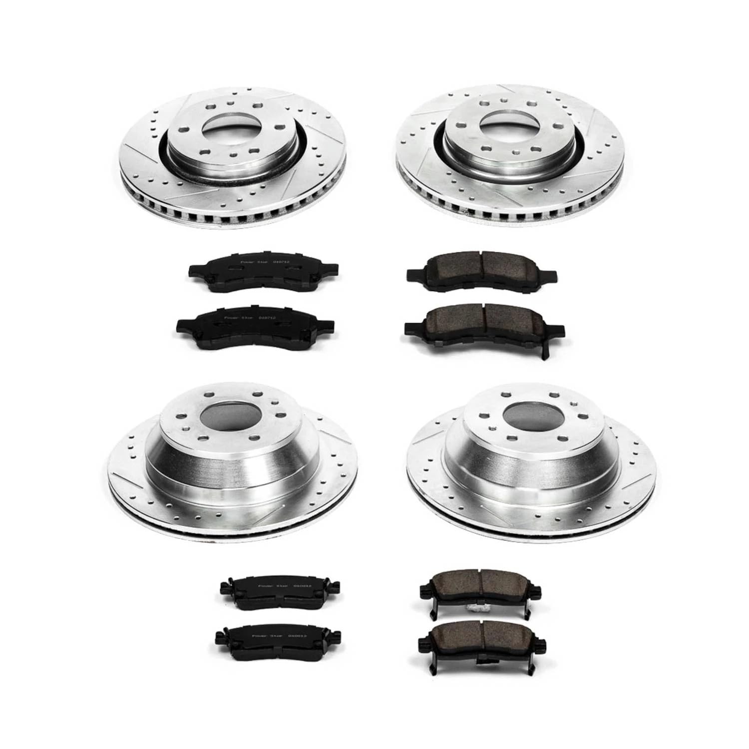 Power Stop K2085 Z23 Carbon Fiber Brake Pads Front and Rear with Drilled & Slotted Brake Rotors Kit For Buick Rainier, Chevrolet Trailblazer, GMC Envoy, Isuzu Ascender [Model Specific]