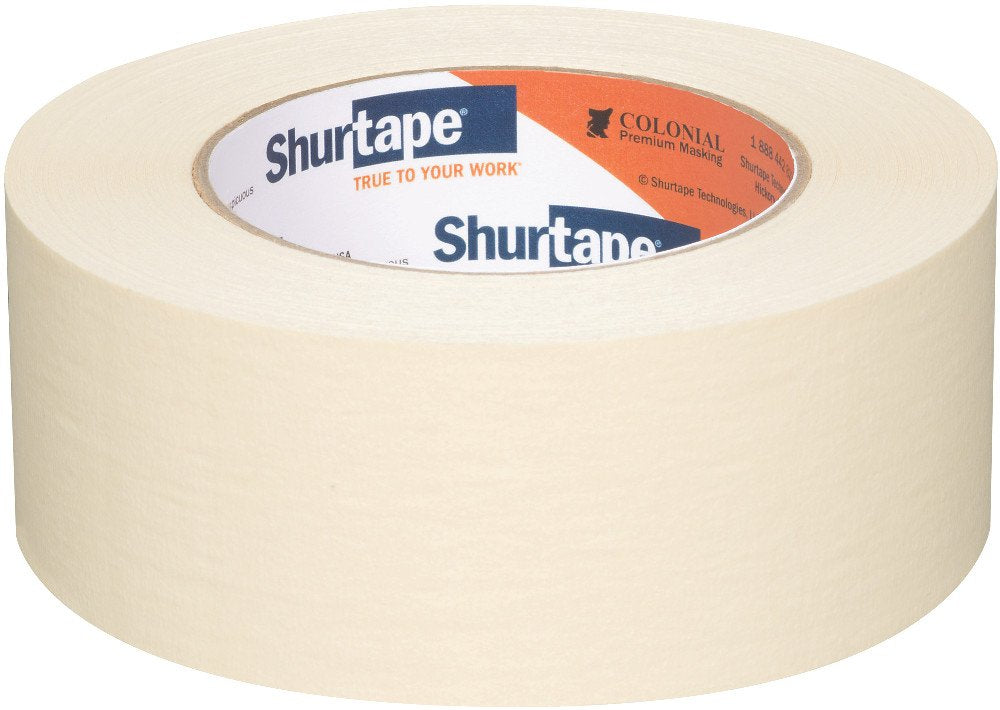 Shurtape Premium Grade Colonial High Adhesion Masking Tape, 48mm x 55m, Natural, Case of 24 Rolls (101534)