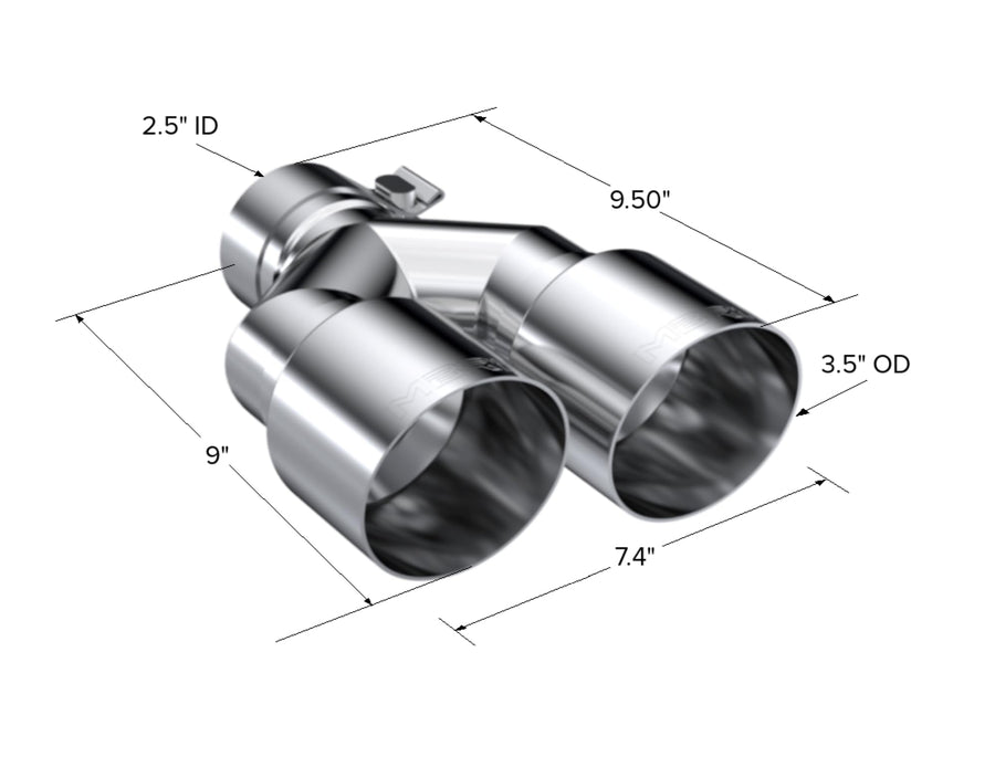 MBRP Dual Tip Universal T304 SS 3.5in OD/2.5in Inlet