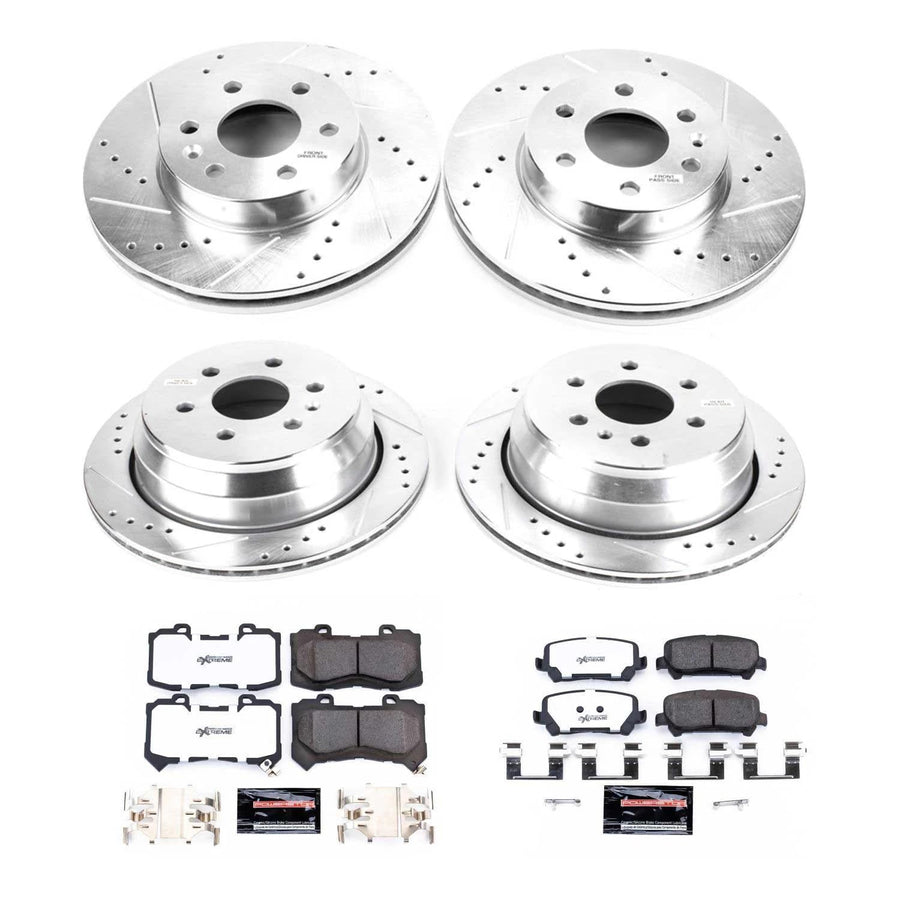 Power Stop Brake Kit Front and Rear For 2015 2016 2017 2018 2019 2020 Chevrolet Colorado - Truck & Tow Carbon Fiber Ceramic Pads & Drilled and Slotted Rotors Replacement, K7228-36