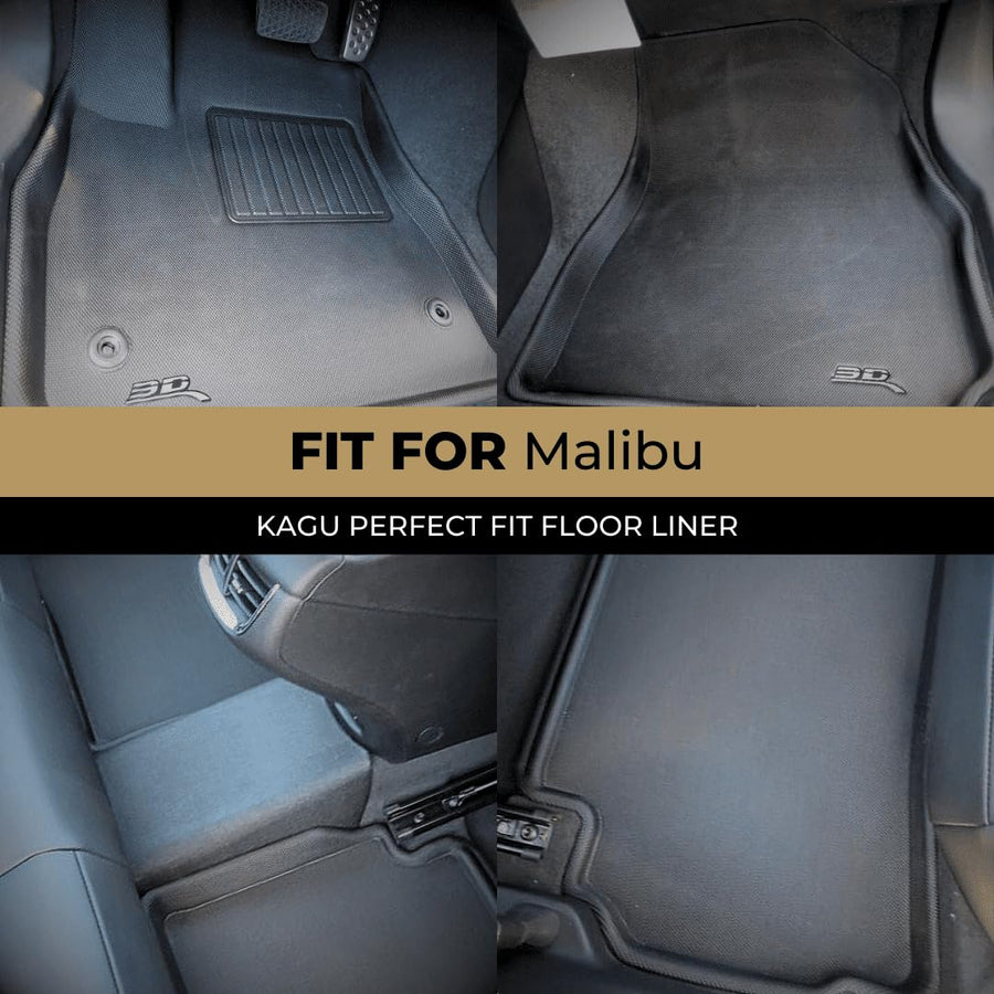 Custom Fit 3D MAXpider Kagu Floor Mat (Black) Compatible with Chevrolet Malibu 2016-2025 - R1 R2