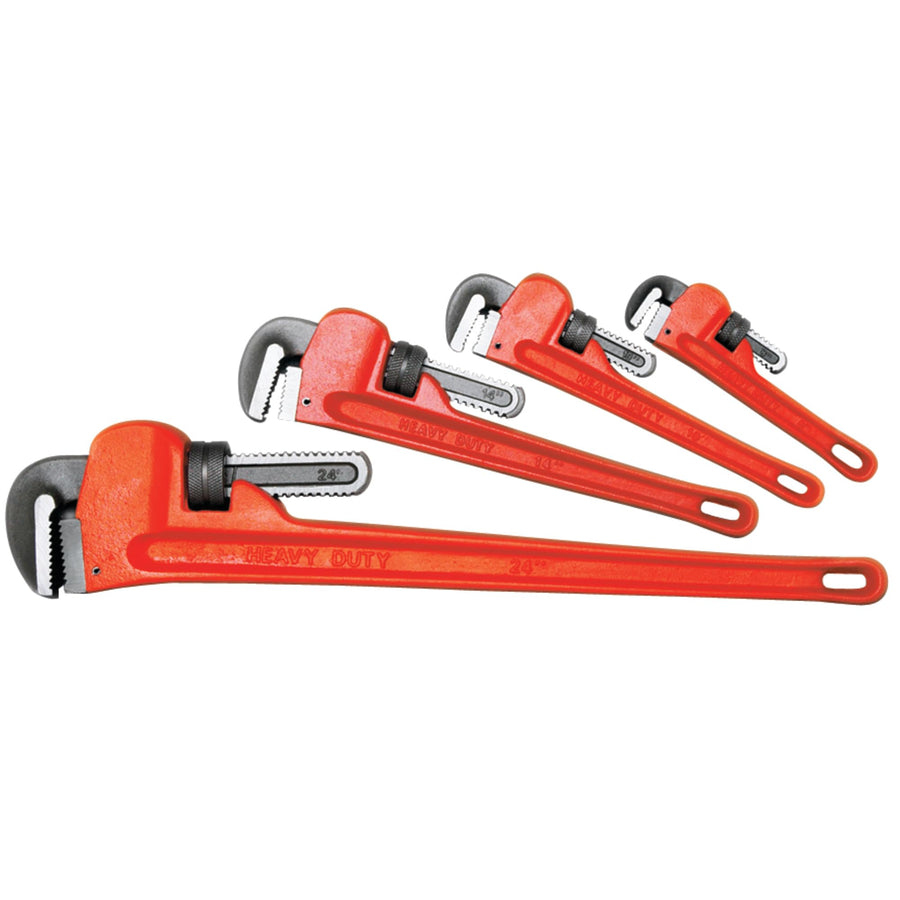 4pc Performance Tool W1136 Heavy-Duty Adjustable Straight Pipe Wrench (8, 10, 14 & 24-Inch)