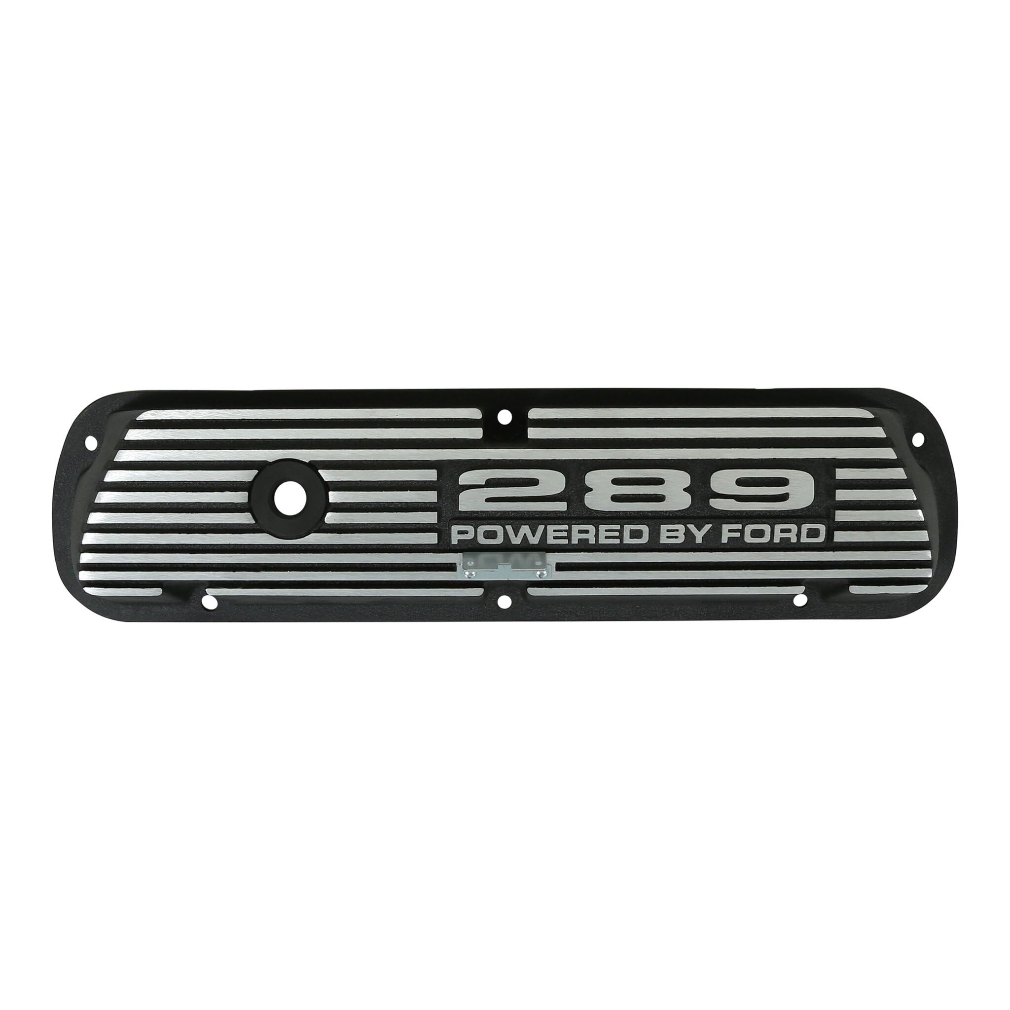 Aluminum Valve Covers Scott Drake with Official 289" "Powered by Ford Lettering in a Silver Powder Coated Finish, Compatible with 1964-1973 Ford Mustang, Model 6A582-289