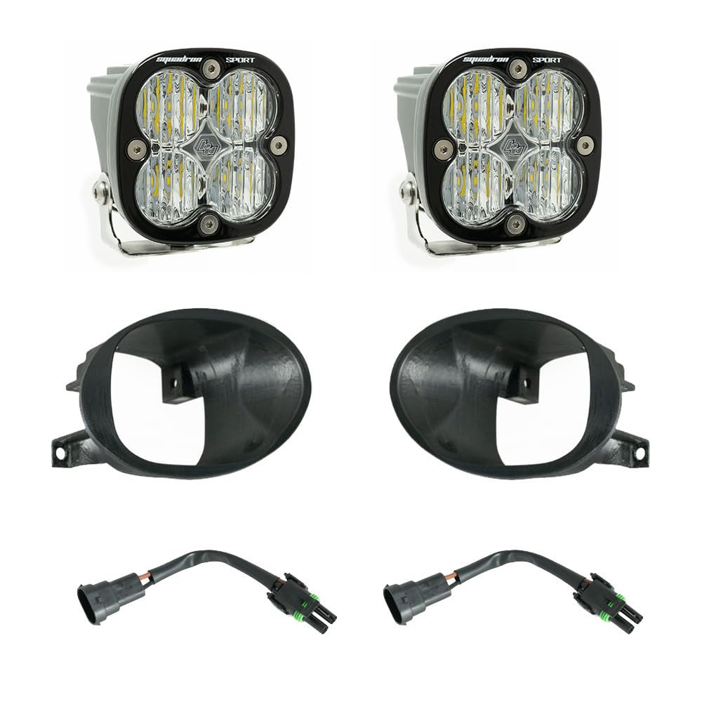 Baja Designs Fog Pocket Light Kit Squadron Sport LED for Mercedes Benz Sprinter 1500/2500/3500 Van 2019-22 (Wide Cornering; Clear)