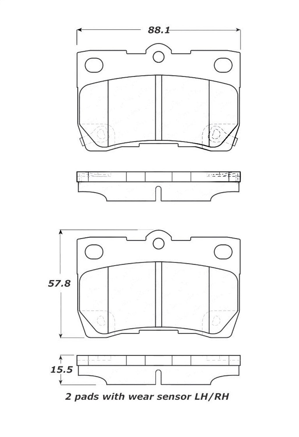 Rear StopTech 308.11130 Brake Pads with Shims and Hardware