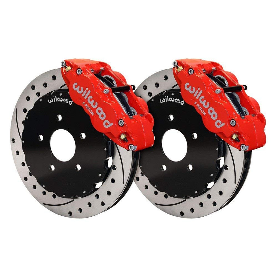 140-9107-DR WILWOOD FNSL6R Front Hat Kit,12.88", Drill, Red 1994-2004 Mustang