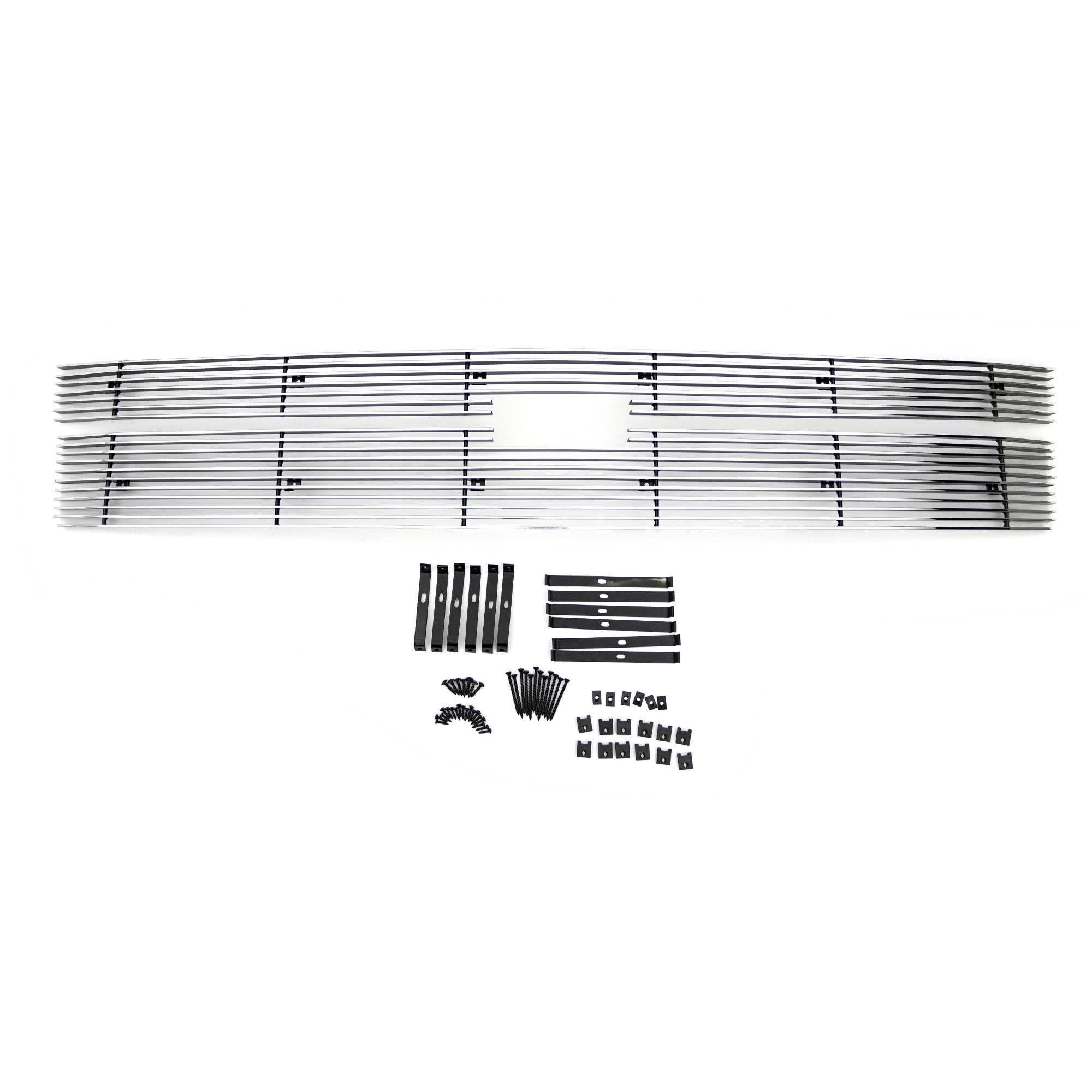 Billet Series Grille Compatible with T-Rex Silverado for Chevrolet, Horizontal Aluminum Polished 2 Pc Overlay Grille