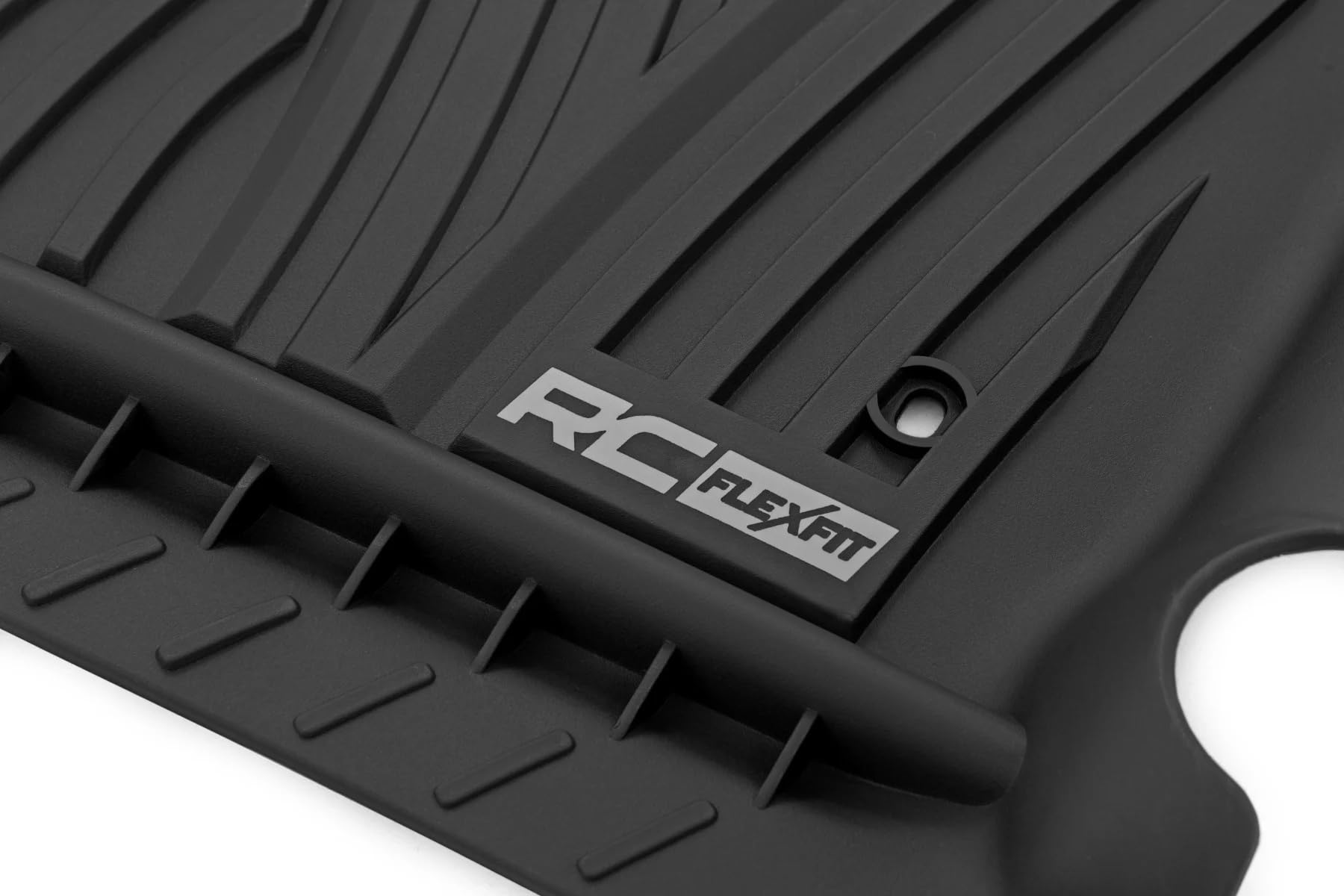 Flex-Fit Rough Country All Weather Floor Mats for Toyota Tundra (2014-2021) Double Cab - Non-Slip TPE Rubber Mat, Waterproof, Front & Rear Set