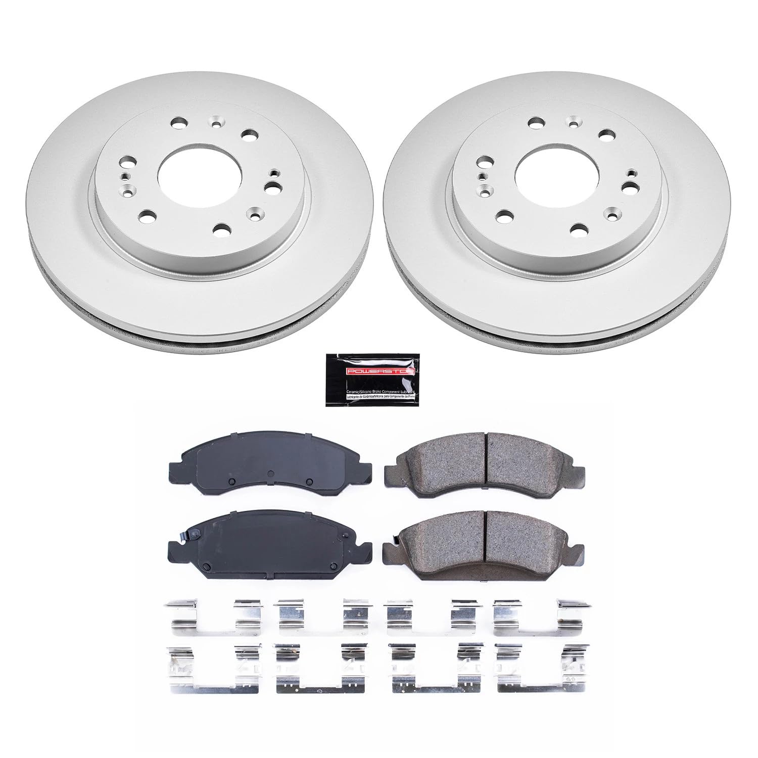 Power Stop CRK2069 Brake Pads Front Ceramic and Coated Brake Rotors Kit For Escalade XTS Chevy Avalance Express Silverado 1500 Suburban Tahoe GMC Sierra 1500 Yukon XL 1500 Yukon Denali