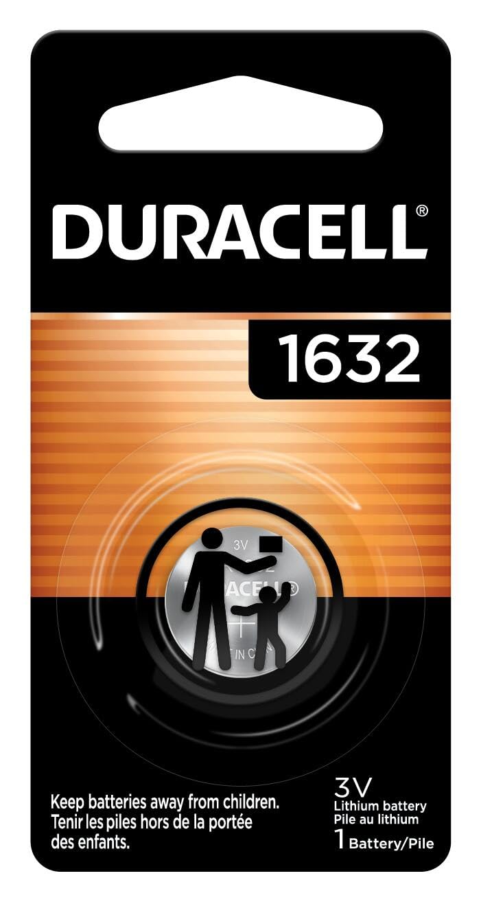 3V Lithium Coin Battery Duracell 1632 1 Count (Pack of 1), CR1632 Battery for Fitness Devices, Watches, and More