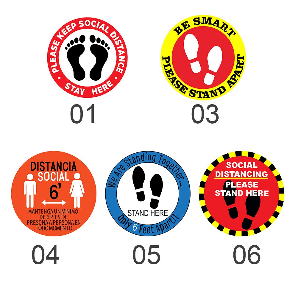 5pcs/Set ompait Safety Markers Keep Social Distance Safety Floor Sign Office Shop Floor PVC Multifunction Bank Self Adhesive Sign