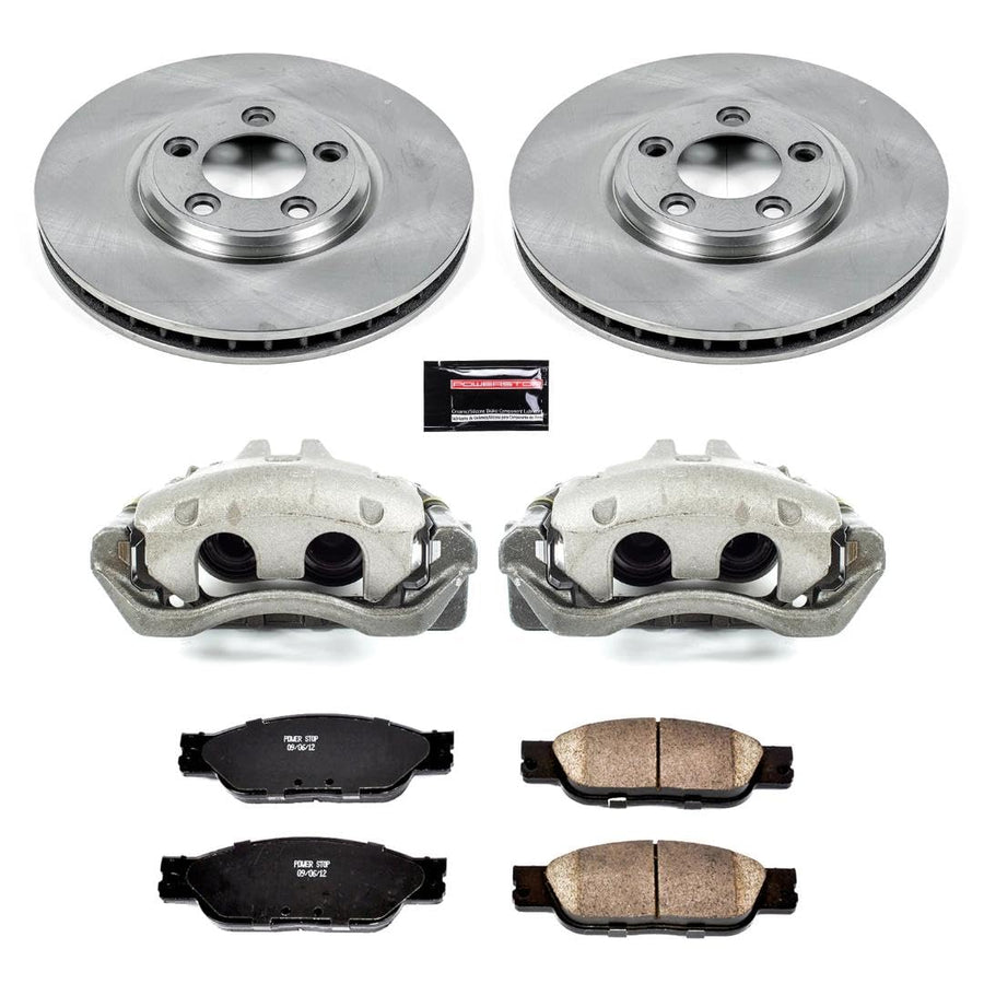 Power Stop KCOE1353 Front Caliper Brake Kit- Brake Rotors, Ceramic Brake Pads and Brake Calipers For Jaguar S-Type 2003-2004 [Model Specific]