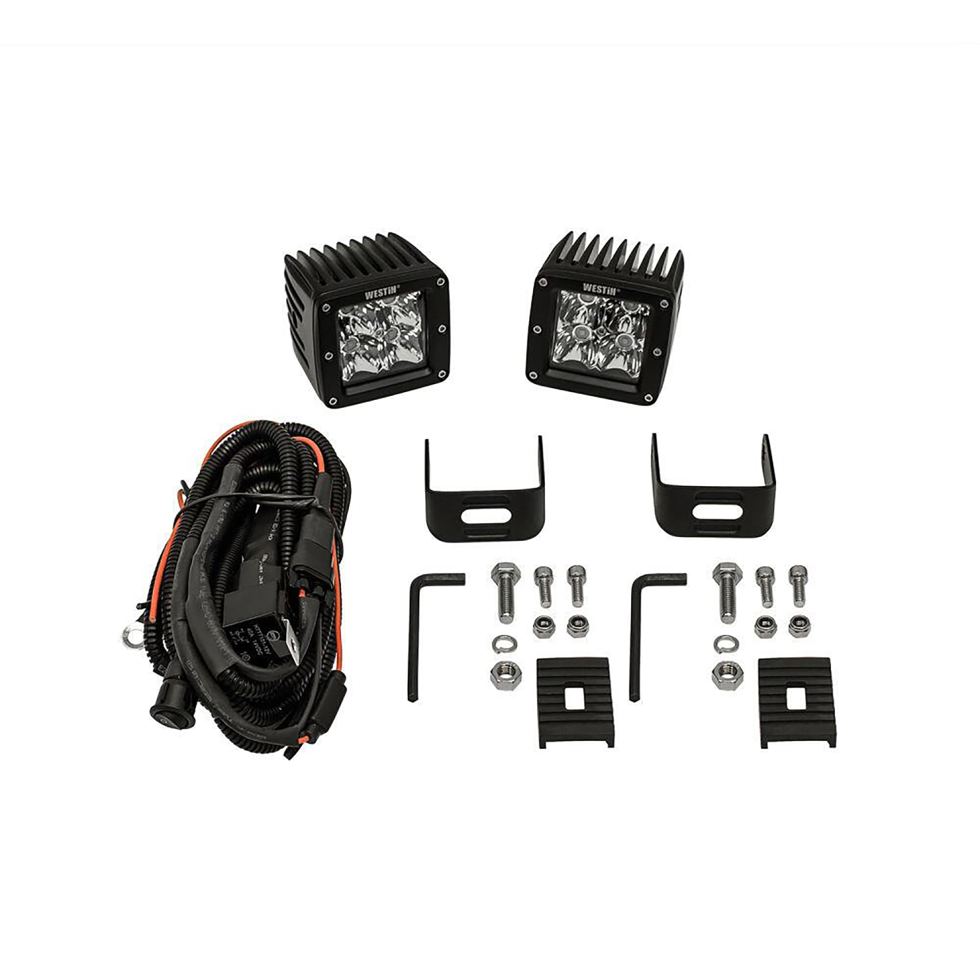 HyperQ LED Westin 09-12200B-PR Auxiliary Lights Flood Beam 3.2x3 in. 5W (Set of 2)