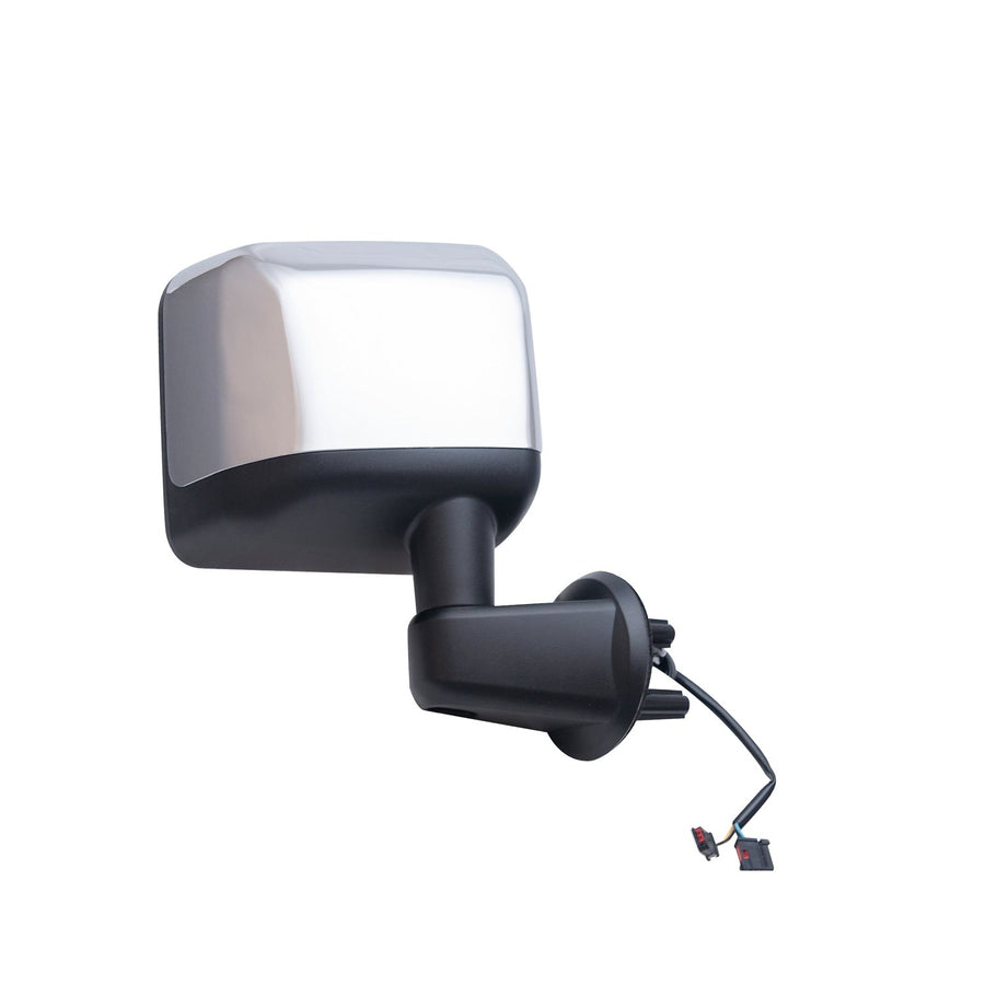 Fit System Mirror Passenger Side for Jeep Wrangler, Wrangler JK, Textured Black w/Chrome Cover, Foldaway, Heated Power