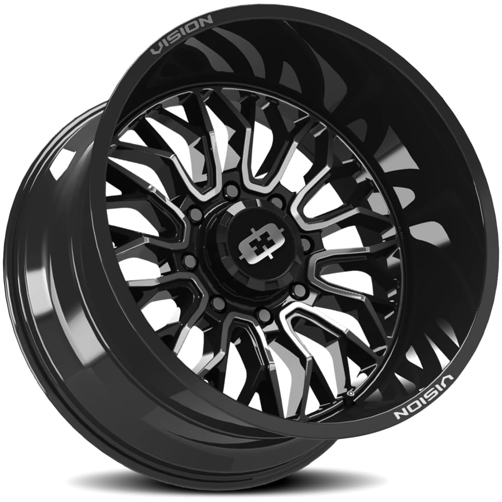402 RIOT Vision Custom Wheel - 20x9, 12 Offset, 8x170 Bolt Pattern, 125.2mm Hub - Gloss Black with Machined Face Rim