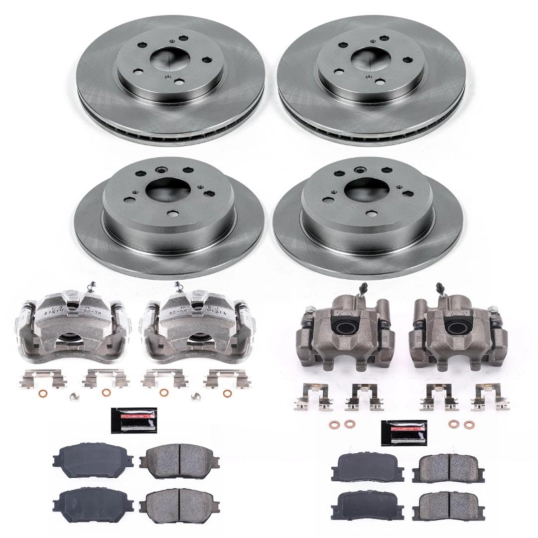 Power Stop KCOE2416 Replacement Autospecialty Front and Rear Brake Kit- Brake Rotors, Ceramic Brake Pads & Calipers For Toyota Camry 2002-2004 [Model Specific]