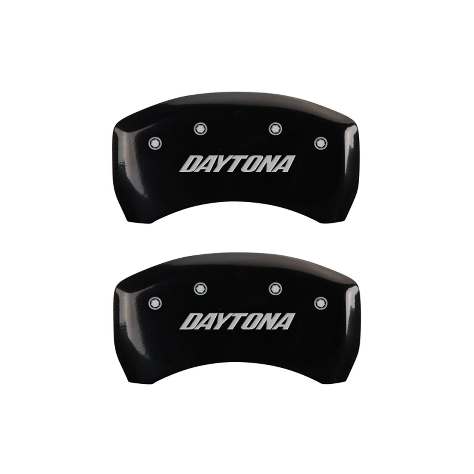 MGP 'DAYTONA' Caliper Covers 12001SDAYBK Engraved Caliper Cover with Black Powder Coat Finish and Silver Characters, (Set of 4)