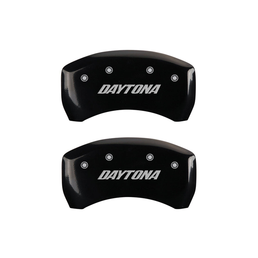 MGP 'DAYTONA' Caliper Covers 12001SDAYBK Engraved Caliper Cover with Black Powder Coat Finish and Silver Characters, (Set of 4)