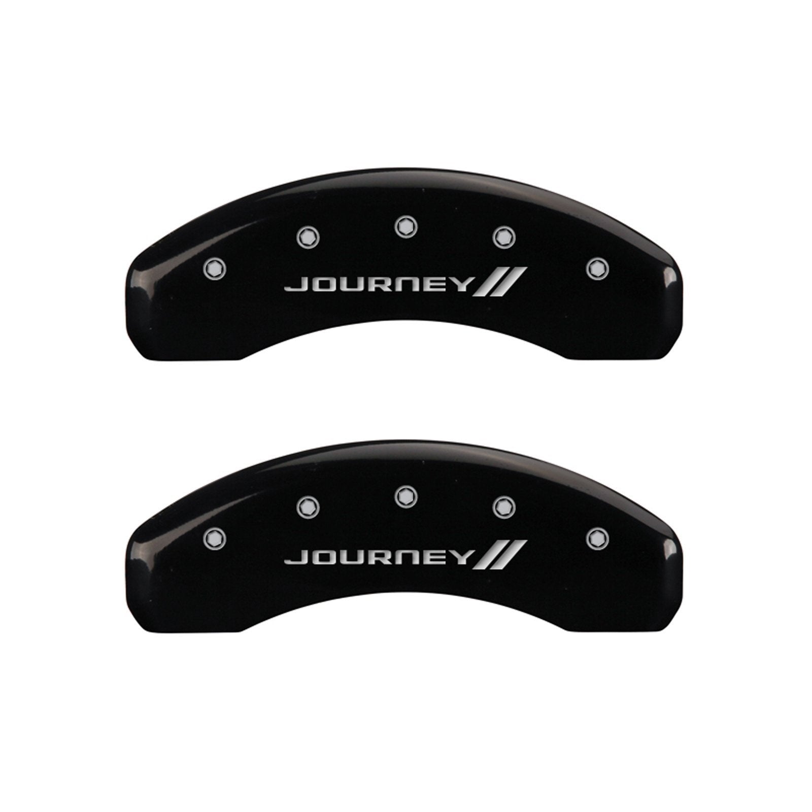MGP 'Journey ll' Caliper Covers 12200SJNYBK Engraved with Black Powder Coat Finish and Silver Characters, (Set of 4)